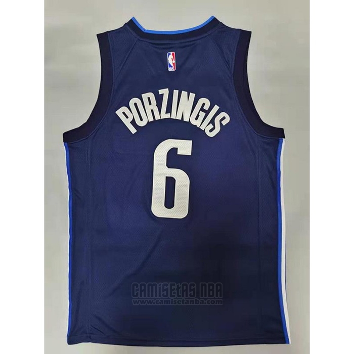 Camiseta Doncic Mavericks Kristaps Porzingis #6 Statement 2020-21 Azul